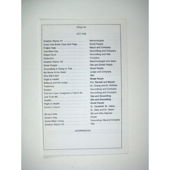 Groundhog Manhattan Theatre Club Elizabeth Swados Annne Bobby Bill Buell NYC - Picture 3 of 5